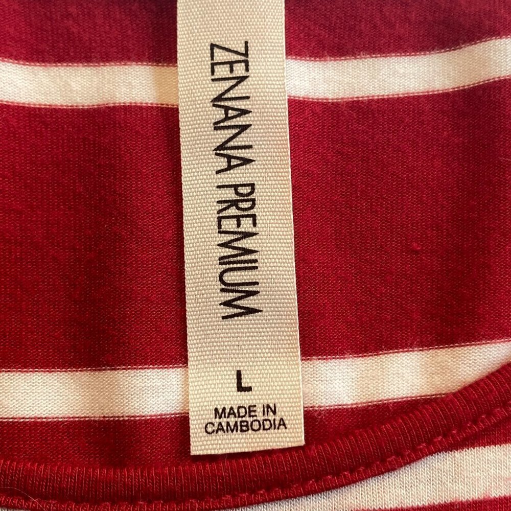 Zenana Premium SZ L Red & white stripe 3/4 sleeve dress or tunic - Picture 4 of 6